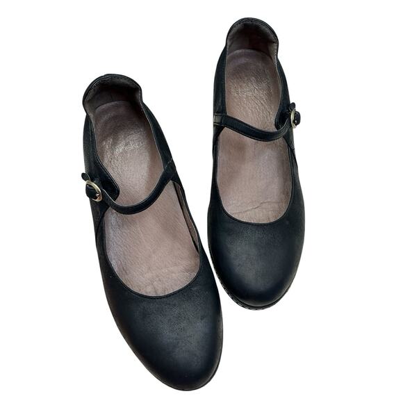 Dansko LORALIE Mary Jane Shoes Leather Hidden Wedge Women's 37 / 6.5 Black - Picture 1 of 10